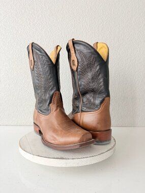 Rod Patrick Mens Cowboy Boots Size Brown Full Quill Ostrich Square Toe 10.5EEEEE